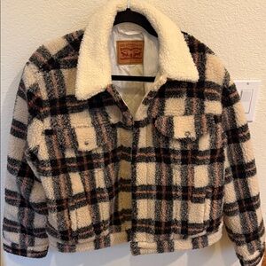 Levi's Plaid Sherpa Jacket - Black, Cream, Brown